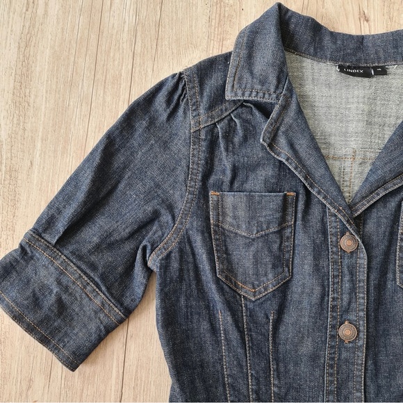 Scandinavian Dark Denim Jean Midi Dress Button Down Belted XS - Picture 7 of 7